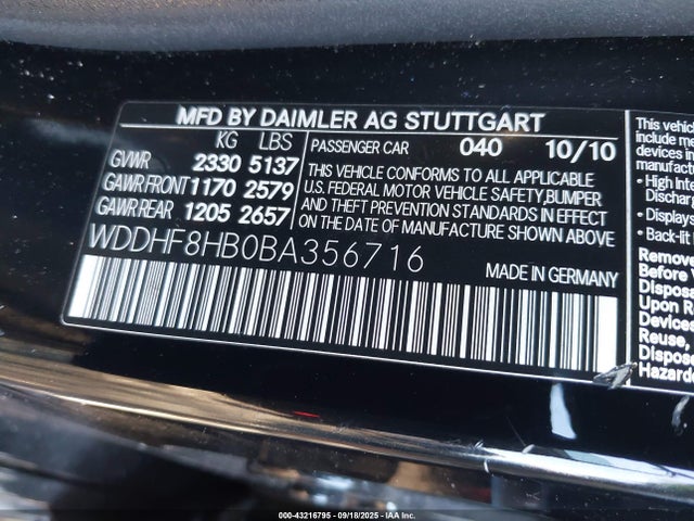 Продаж на аукціоні авто 2011 Mercedes-benz E 350 4matic, vin: WDDHF8HB0BA356716, номер лоту: 43216795