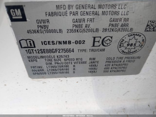 2016 GMC SIERRA 2500HD 1GT12SE88GF275664 Photo 8