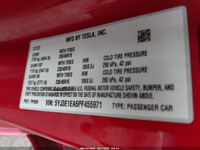 2023 TESLA MODEL 3 5YJ3E1EA6PF455971 Photo 8