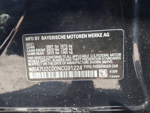 2022 BMW 750 WBA7U2C00NCG91224 Photo 8