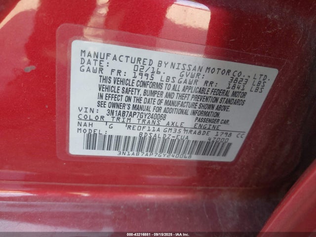 3N1AB7AP7GY240068 Nissan 2016