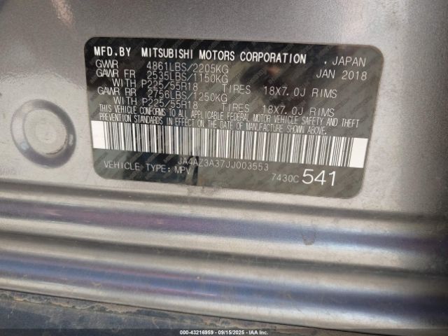 2018 MITSUBISHI OUTLANDER JA4AZ3A37JJ003553 Photo 8