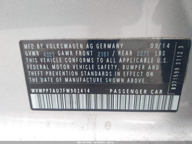 WVWPP7AU7FW902414 Volkswagen E-Golf