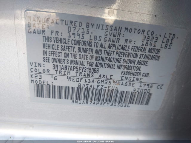 3N1AB7AP5FY315056 Nissan 2015
