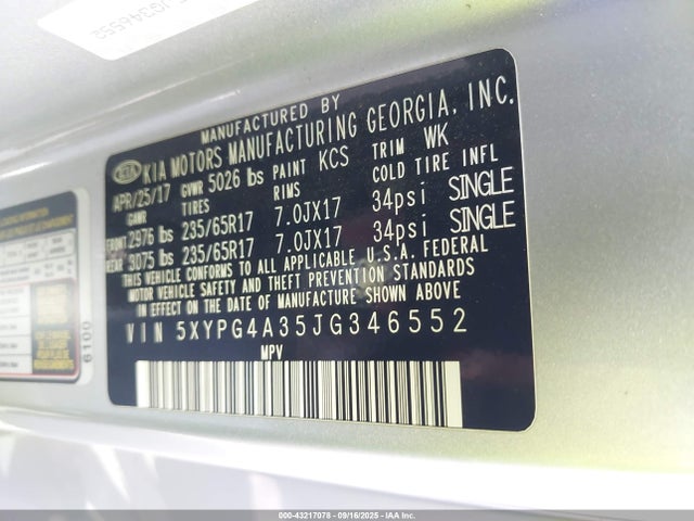 5XYPG4A35JG346552 KIA gdi theta-ii