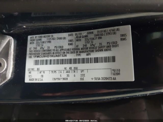 2019 FORD ESCAPE 1FMCU9HD1KUA97326 Photo 8