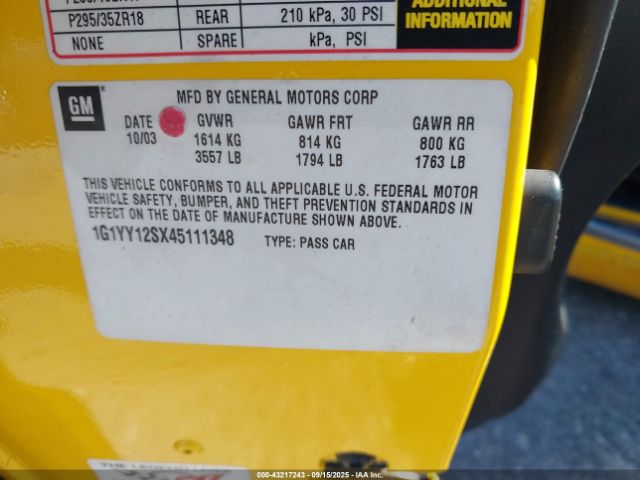 2004 CHEVROLET CORVETTE 1G1YY12SX45111348 Photo 8