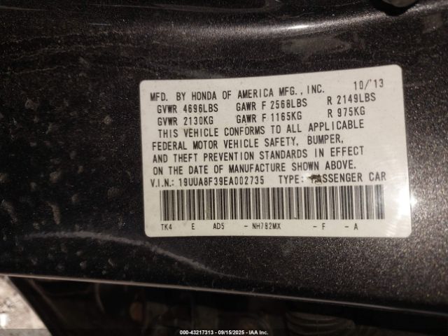 2014 ACURA TL 19UUA8F39EA002735 Photo 8