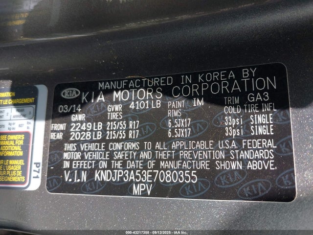 KIA dohc gdi nu 2014 KNDJP3A53E7080355 Image 9