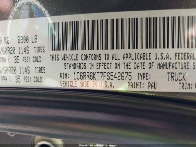 1C6RR6KT7FS542675 RAM 2015