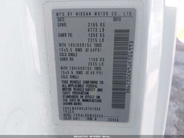 3N6CM0KN9JK701993 Nissan 2018
