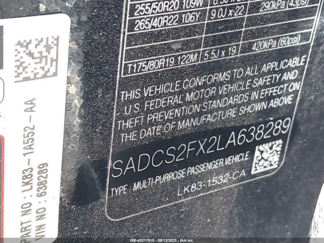 2020 JAGUAR F-PACE SADCS2FX2LA638289 Photo 8