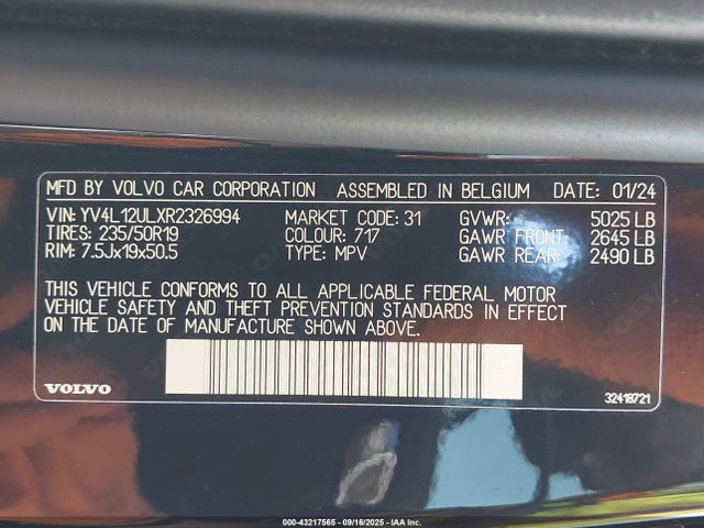 YV4L12ULXR2326994 Volvo Xc40 B5 Plus Dark Theme