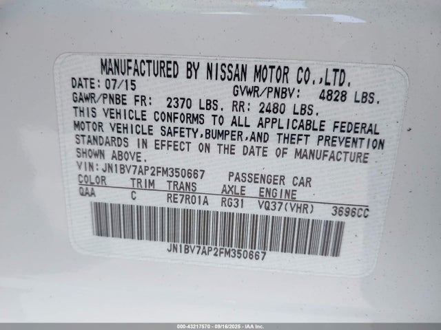 JN1BV7AP2FM350667 Infiniti 2015