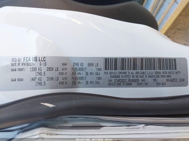 2C4RDGEG1JR345829 Dodge Grand Caravan