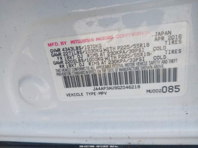 2016 MITSUBISHI OUTLANDER SPORT JA4AP3AU9GZ046218 Photo 8