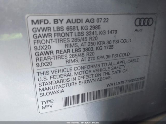 2022 AUDI Q7 WA1LXBF71ND022608 Photo 8