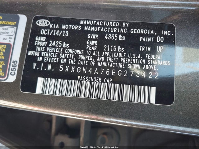 5XXGN4A76EG273422 KIA dohc gdi theta ii