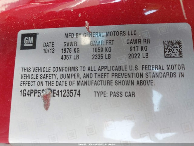 Aukcja sprzedaży 2014 Buick Verano, vin: 1G4PP5SK2E4123574, numer aukcji: 43217890