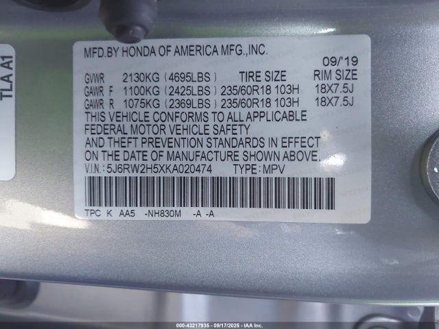 5J6RW2H5XKA020474 Honda l15be