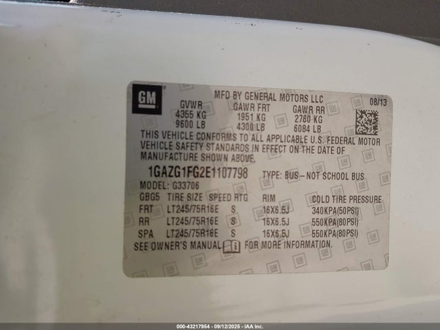 Chevrolet l96 2014 1GAZG1FG2E1107798 Image 9