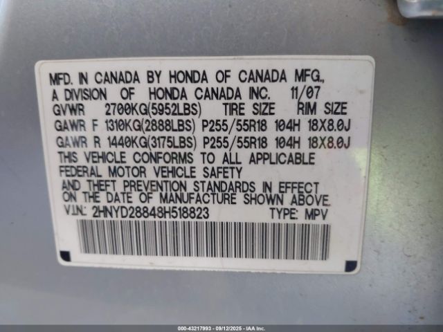 2008 ACURA MDX 2HNYD28848H518823 Photo 8