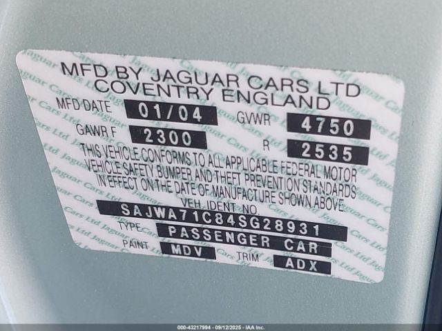 2004 JAGUAR XJ SAJWA71C84SG28931 Photo 8