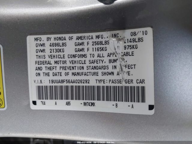 2010 ACURA TL 19UUA8F56AA026292 Photo 8