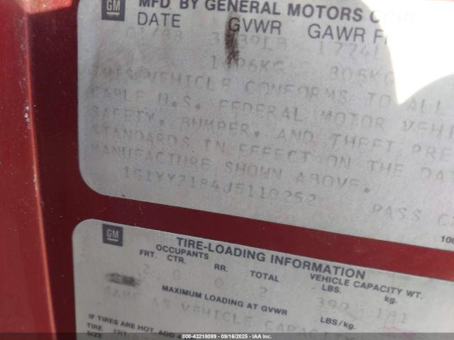 1988 CHEVROLET CORVETTE 1G1YY2184J5110252 Photo 8