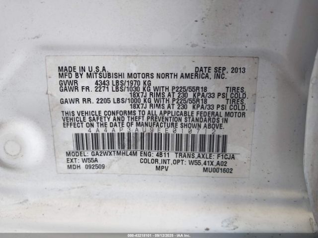 2014 MITSUBISHI OUTLANDER SPORT 4A4AP3AU9EE010712 Photo 8