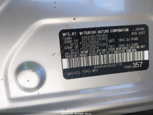 2022 MITSUBISHI OUTLANDER SPORT JA4ARUAU3NU021731 Photo 8