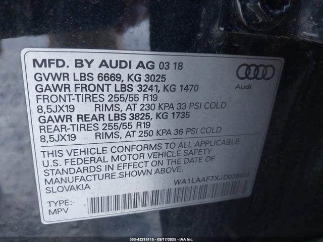 2018 AUDI Q7 WA1LAAF7XJD036495 Photo 8