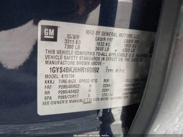 2017 CADILLAC ESCALADE 1GYS4BKJ6HR160092 Photo 8