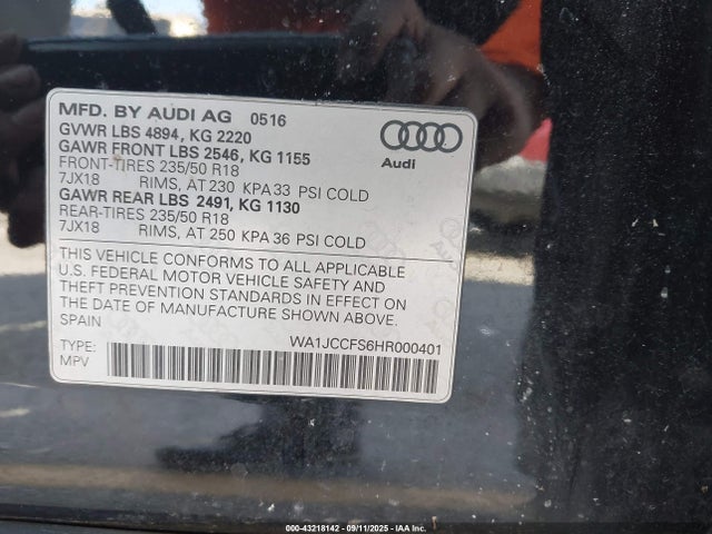 2017 AUDI Q3 WA1JCCFS6HR000401 Photo 8