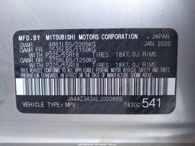 2020 MITSUBISHI OUTLANDER JA4AZ3A3XLJ000889 Photo 8