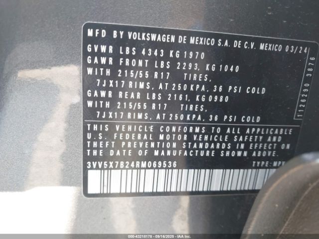 2024 VOLKSWAGEN TAOS 3VV5X7B24RM069536 Photo 8