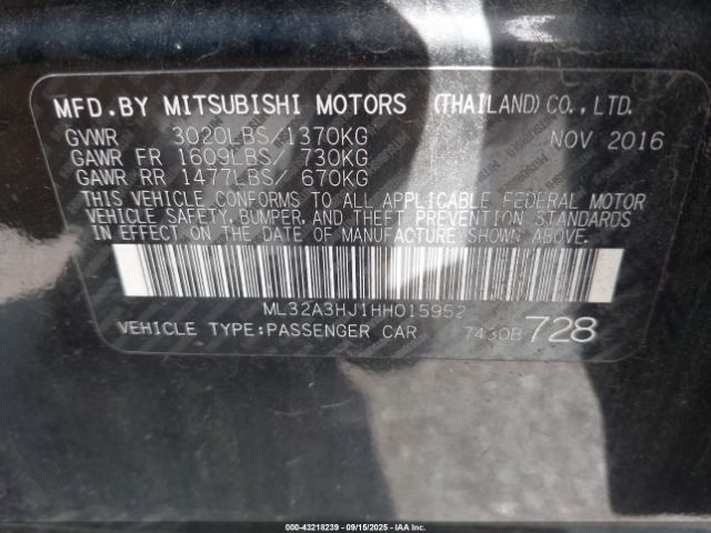 2017 MITSUBISHI MIRAGE ML32A3HJ1HH015952 Photo 8