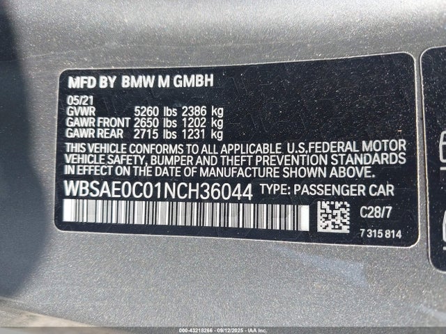 Продаж на аукціоні авто 2022 Bmw M8 Competition, vin: WBSAE0C01NCH36044, номер лоту: 43218266