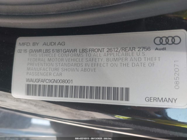 2016 AUDI A6 WAUGFAFC9GN008001 Photo 8