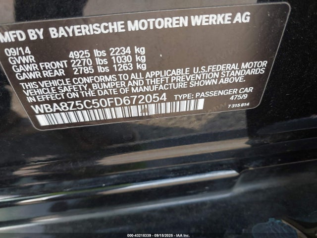 WBA8Z5C50FD672054 BMW 328I