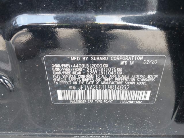 2020 SUBARU WRX STI JF1VA2E61L9814692 Photo 8