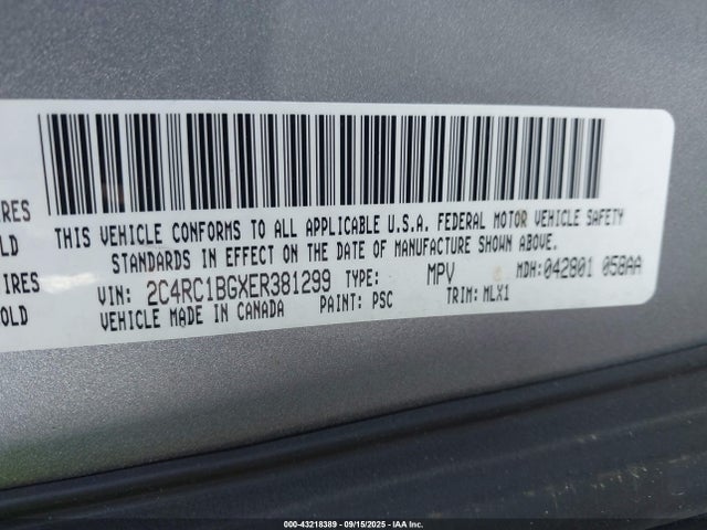 2C4RC1BGXER381299 Chrysler Town and Country