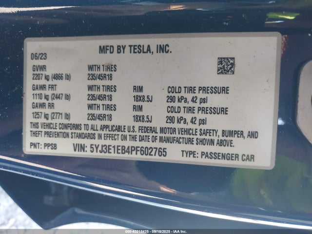2023 TESLA MODEL 3 5YJ3E1EB4PF602765 Photo 8