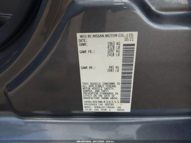 2021 NISSAN ALTIMA 1N4BL4DV3MN416555 Photo 8