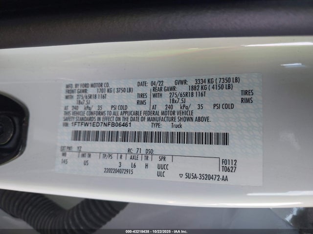 Ford hev 2022 1FTFW1ED7NFB06461 Image 9