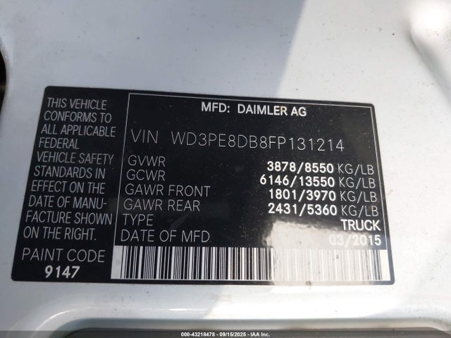 WD3PE8DB8FP131214 Mercedes-Benz 2015