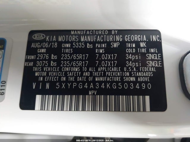 5XYPG4A34KG503490 KIA gdi theta-ii