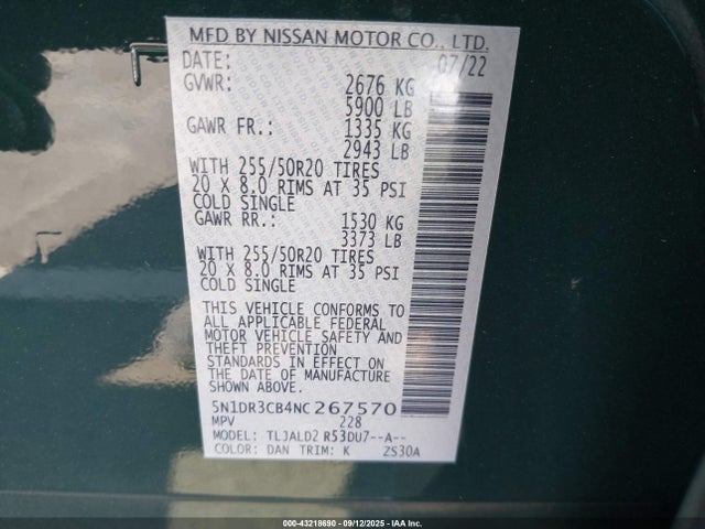 Nissan 2022 2022 5N1DR3CB4NC267570 Image 9