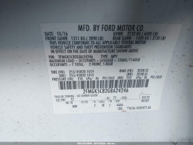 Ford Flex 2016 2FMGK5C82GBA24246 Image 9
