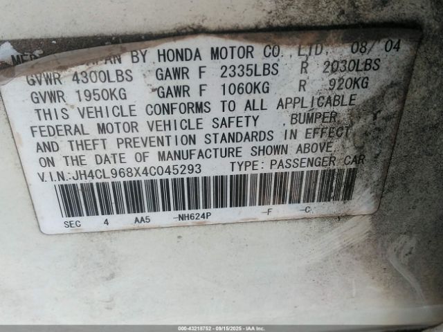 2004 ACURA TSX JH4CL968X4C045293 Photo 8